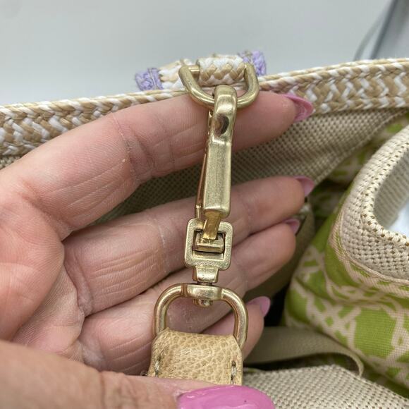 Eric Javits New York Lil Côte d’Azur Beige Purple Tote Bag Canvas Shoulder Bag - Picture 8 of 14